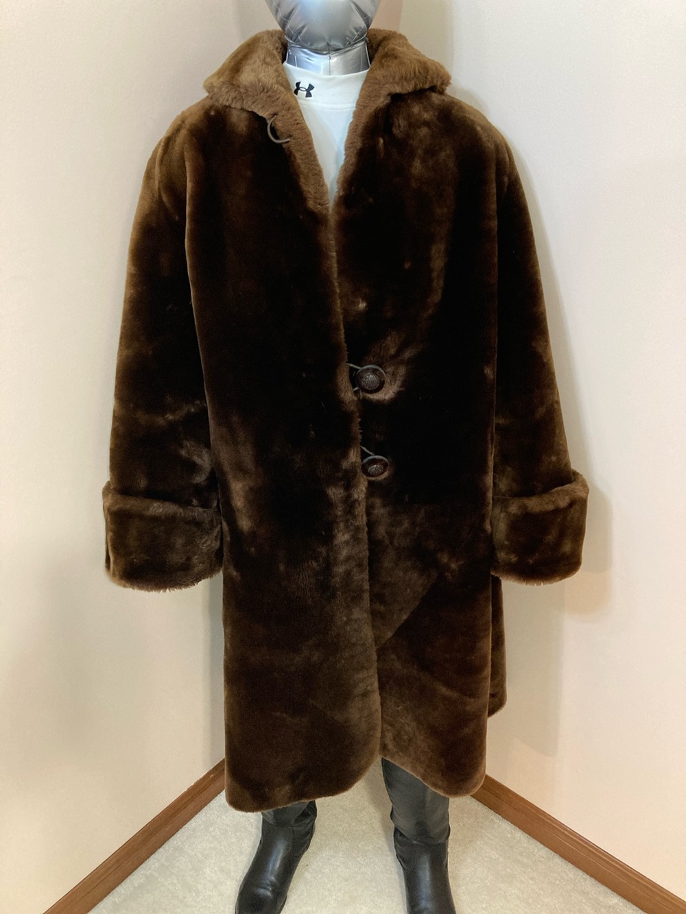 Luxury Brown Faux Fur Coat
